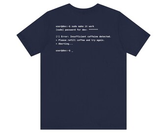 user@dev:- camiseta com código de terminal | Camiseta de programador, azul marinho