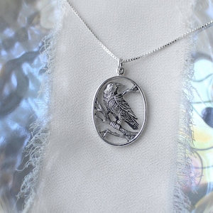 Sterling Silver Raven Necklace: Dainty Mystic Corvus Jewelry