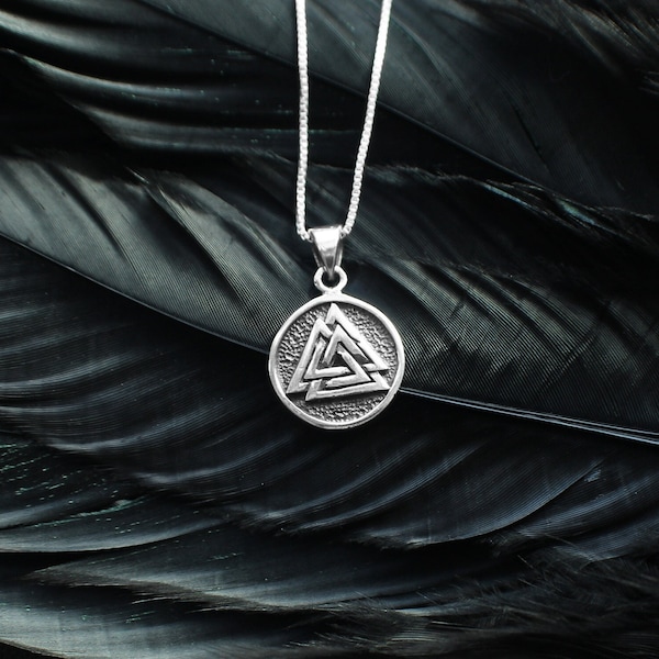 Sterling Silver Valknut Coin Necklace. Viking Jewelry, Norse Jewelry, Nordic Jewelry, Valknut Jewelry, Valhalla Jewelry