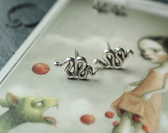 Teeny Tiny Snake Earrings in Sterling Silver. Snake Jewelry, Best Friend Gift, Serpent Jewelry, Snake Earrings, Tiny Snake Studs