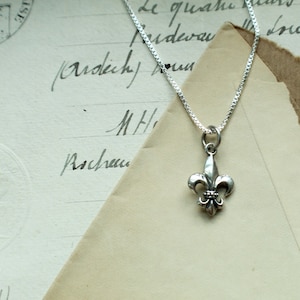 Sterling Silver Fleur-de-lis Necklace: French Jewelry (14mm)