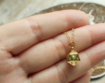 14kt Gold Filled Polyhedral Dice Necklace. Luck Jewelry, Polyhedral Dice, Tabletop Jewelry, Dice Jewelry