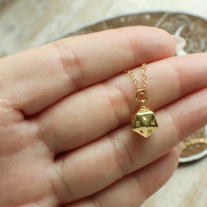 14kt Gold Filled Polyhedral Dice Necklace. Luck Jewelry, Polyhedral Dice, Tabletop Jewelry, Dice Jewelry
