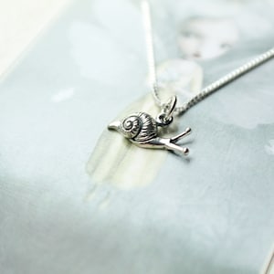 Tiny Sterling Silver Snail Necklace. Snail Jewelry, Patience Jewelry, Determination Jewelry, Motivation Jewelry, Travel Jewelry