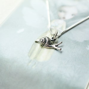Tiny Sterling Silver Snail Necklace: Patience Jewelry