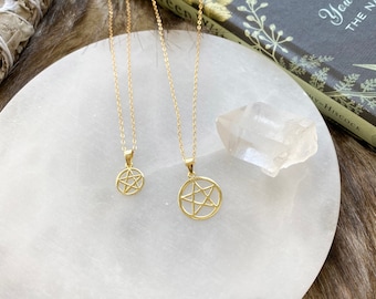 Teeny Tiny Gold Filled Pentagram Necklace. Gold Filled Wiccan Jewelry, Pentagram Jewelry, Wiccan Necklace, Witch Jewelry
