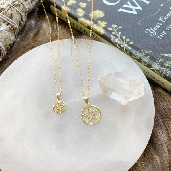 Teeny Tiny Gold Filled Pentagram Necklace. Gold Filled Wiccan Jewelry, Pentagram Jewelry, Wiccan Necklace, Witch Jewelry