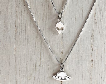 Universe and Alien UFO Art Deco Gift Fashion Necklaces Pendant Retro Moon Stars Jewelry