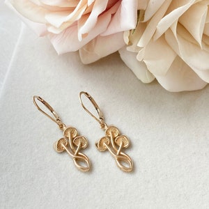 Mushroom Earrings: Gold Filled or Sterling Silver Fungi Jewelry