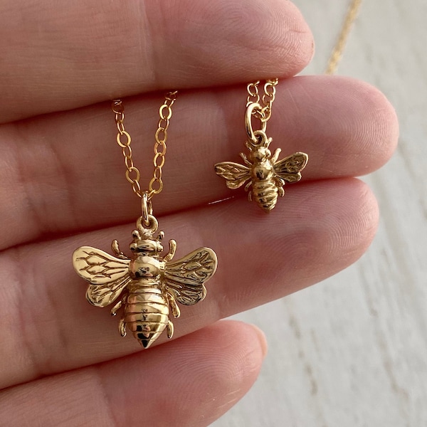 Queen Bee or Baby Bee Gold Filled or Sterling Silver Necklace. Bee Jewelry, Best Friend Gift, Best Friend Jewelry, Queen Bee Necklace