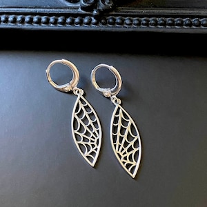Sterling Silver Spider Web Hoop Earrings, LIMITED EDITION, Spiderweb Jewelry, Spider Jewelry, Goth Jewelry, Arachnid Jewelry, Halloween Gift