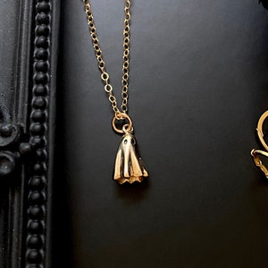 14kt Gold Filled Ghost Necklace. Ghost Jewelry, Halloween Gift, Apparition Jewelry, Spirit Jewelry, Spooky Jewelry, CHAIN CHOICES image 2