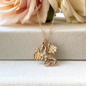 Gold Filled Dragon Pendant Necklace: Guardian Jewelry