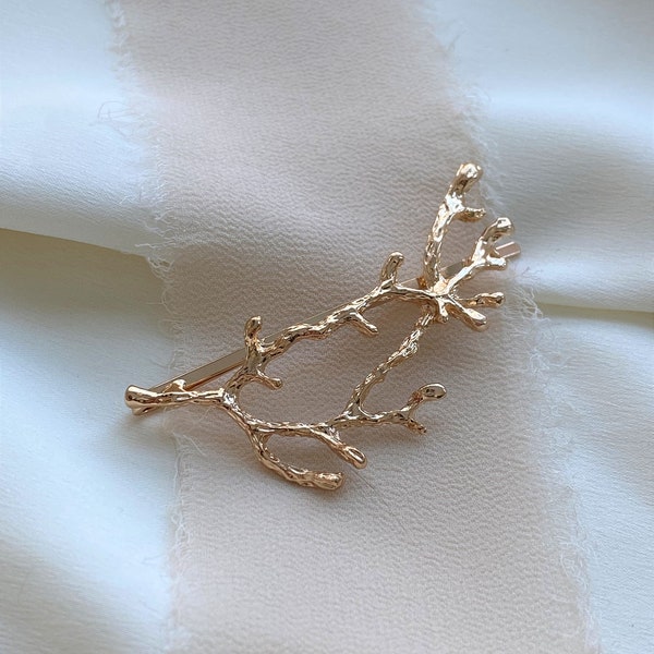 Gold  Branch Hairpin. Nature Jewelry, Botanist Accessories, Hair Accessories, Gold Hairpin.