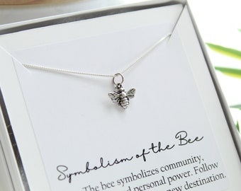 Tiny Bee Necklace in Sterling Silver or Gold Filled. Bee Jewelry, Silver Bee, Bee Charm, Honey Bee jewelry, Save the Bee's.