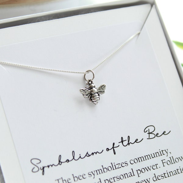 Tiny Bee Necklace in Sterling Silver or Gold Filled. Bee Jewelry, Silver Bee, Bee Charm, Honey Bee jewelry, Save the Bee's.