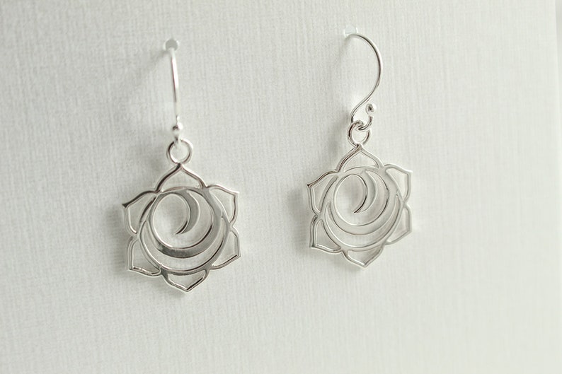 Yoga Jewelry Sterling Silver Chakra Earrings Mandala Jewelry Sterling Silver Lotus Jewelry Chakra Jewelry Lotus Jewelry