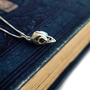Sterling Silver Tiny Bird Skull Charm Necklace . Skull Jewelry,Gothic Jewelry, Bird Skull Necklace
