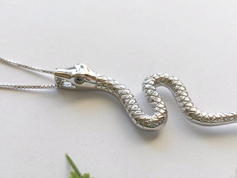 Sterling Silver Snake Necklace. Snake Jewelry Snake Charms Etsy