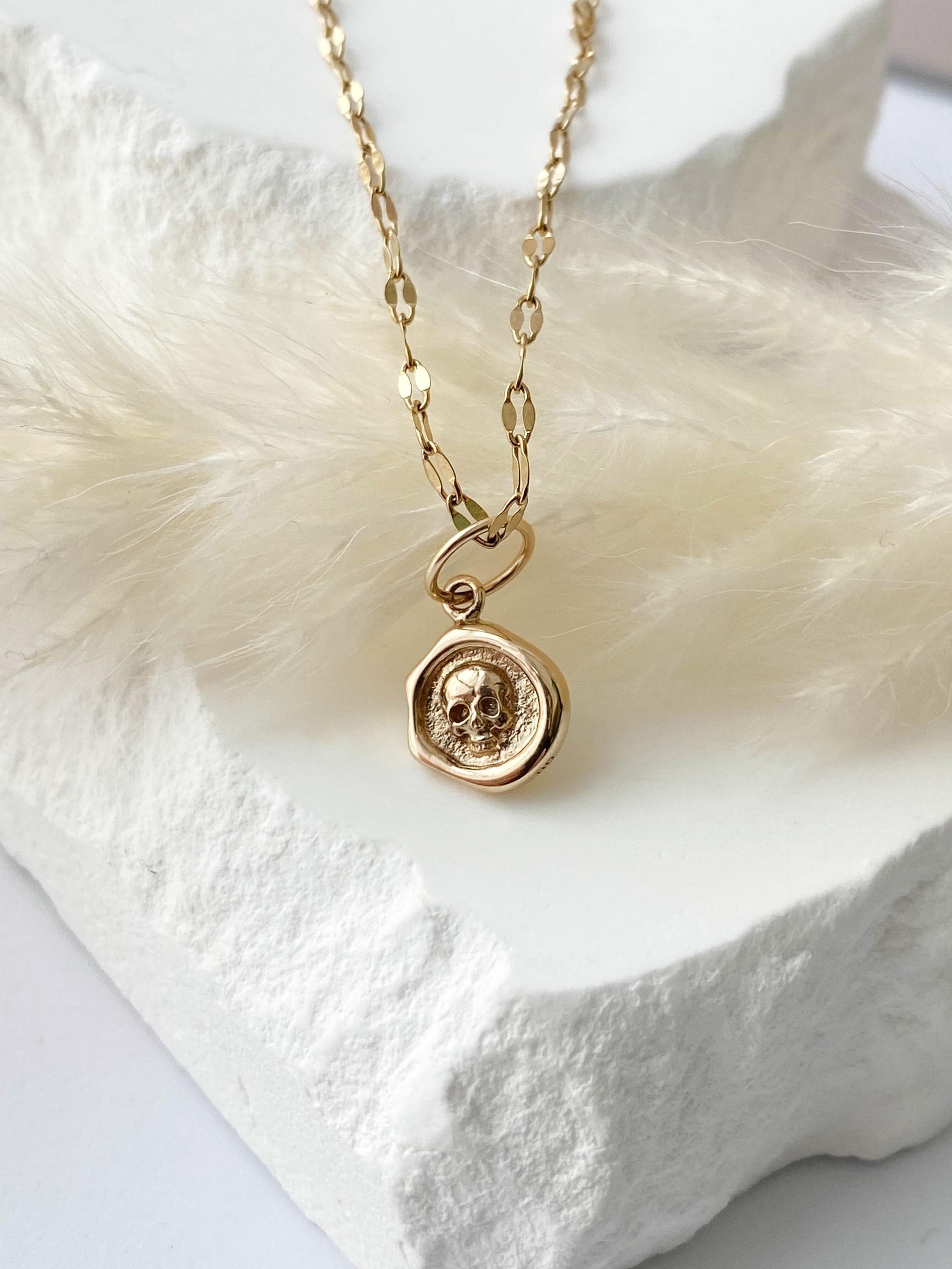 Gold or Sterling Silver Memento Mori Skull Necklace | Gold Stainless ...