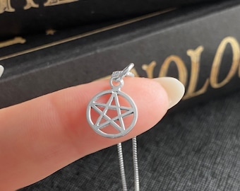 Teeny Tiny Sterling Silver or Gold  Pentagram Necklace. Sterling Silver Wiccan Jewelry, Pentagram Jewelry, Wiccan Necklace,Vermeil Jewelry