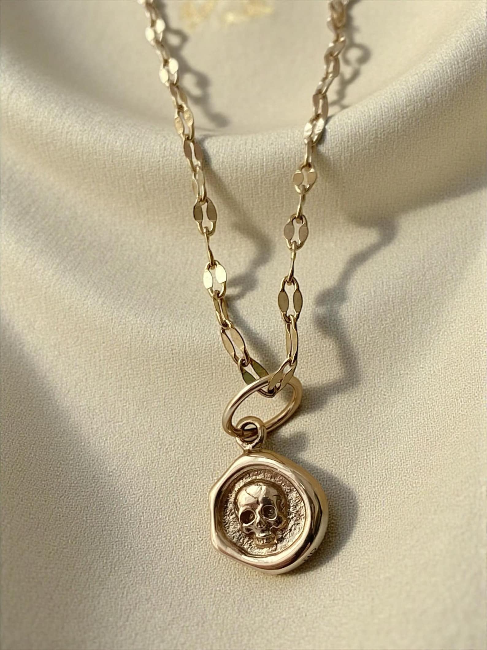 Gold or Sterling Silver Memento Mori Skull Necklace | Gold Stainless ...