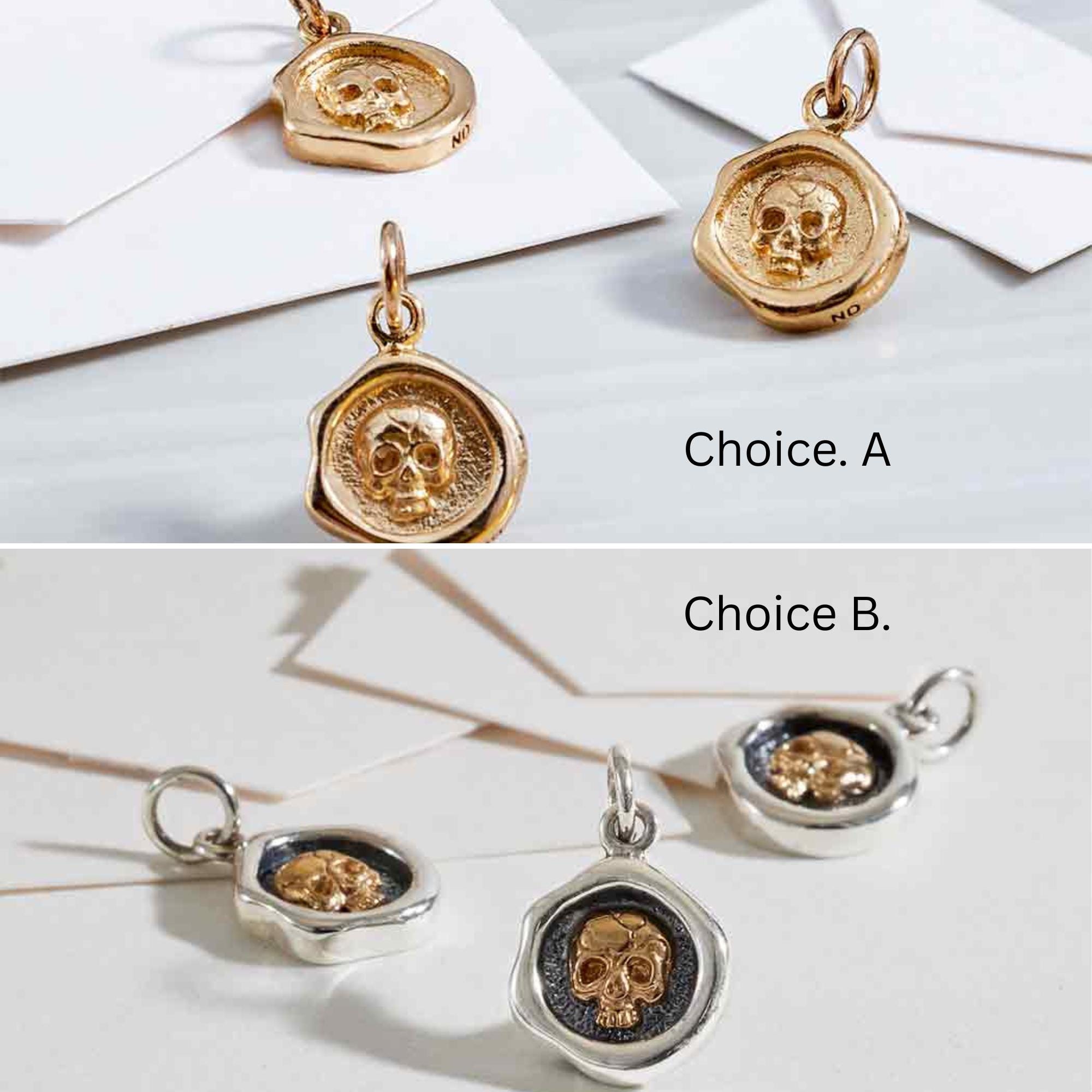 Gold or Sterling Silver Memento Mori Skull Necklace | Gold Stainless ...
