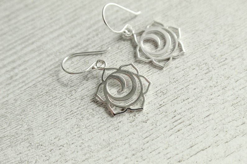 Yoga Jewelry Sterling Silver Chakra Earrings Mandala Jewelry Sterling Silver Lotus Jewelry Chakra Jewelry Lotus Jewelry