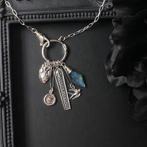 Sterling Silver Gothic Charm Necklace: Labradorite, Memento Mori, Limited Edition image 6