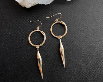 Boucles d'oreilles serpent Ouroboros en plaqué or, breloque pointes en bronze, bijoux serpent