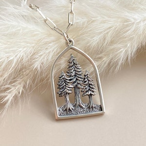 Sterling Silver Pine Forest Necklace. Forest Jewelry, Fertility Jewelry, Pine Jewelry, Waterproof Jewelry, Nature Lover Gift, CHAIN CHOICES