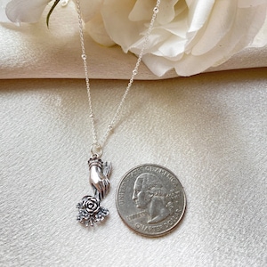 Sterling Silver Cottage Core Botanical Flower Necklace. Botanical