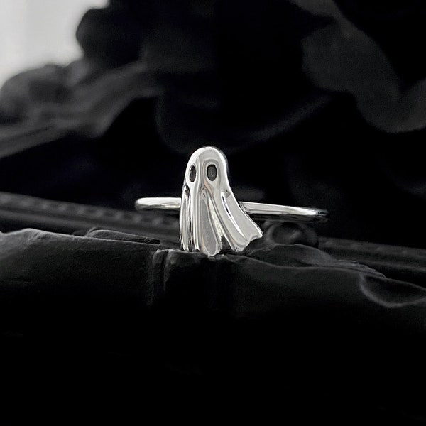 Sterling Silver Ghost Ring. Phantom Jewelry, Ghost Ring, Spectre Jewelry, Halloween Jewelry, Waterproof Ring, Spooky Jewelry