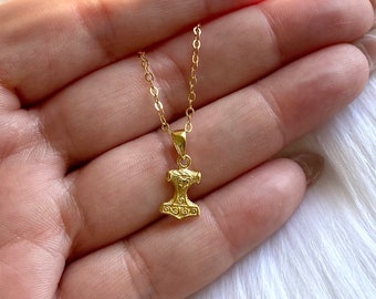 Tiny Sterling Silver Thors Hammer Necklace: Mjölnir Viking Jewelry