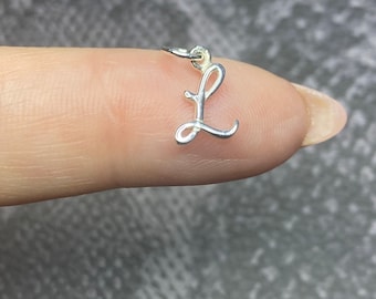 Sterling Silver Script Letter Charm: Personalized Initial Add-on (14mm)