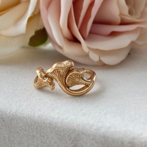 Gold Bronze Woodland Mushroom Ring. Mushroom Jewelry, Mushroom Ring, Woodland Jewelry, Cottage Core, Good Fortune Ring.