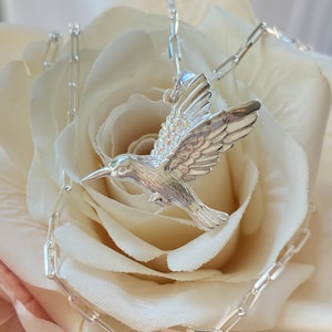 Sterling Silver Hummingbird Necklace: Bird Jewelry