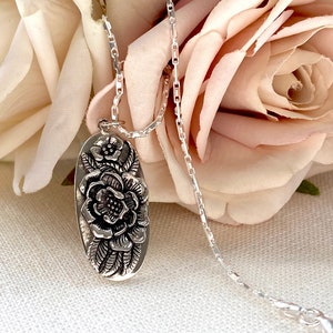 Sterling Silver Peony Flowers Necklace, Peony Jewelry, Flower Jewelry, Floral Jewelry, Waterproof Jewelry