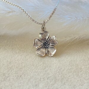 Sterling Silver Cherry Blossom Necklace. Blossom Jewelry, Gift for her, Cherry Jewelry, Waterproof Jewelry, Cherry Blossom, Heart Necklace. image 6