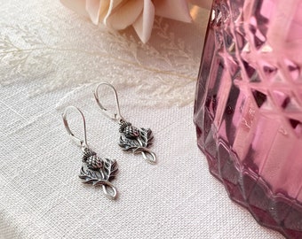 Sterling Silver Scottish Thistle Lever Back Earrings, Flower of Scotland, Scottish Jewelry, Scottish Gift, Waterproof Jewelry
