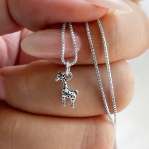 Tiny Sterling Silver Baby Giraffe Necklace. Giraffe Jewelry, Birthday Gift, Childrens Jewelry, Cool Peoples Jewelry!