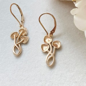 Gold or Sterling Silver Mushroom Earrings. Fungi Jewelry, Mushroom Jewelry, Vitality Jewelry, Cottagecore Earrings image 3