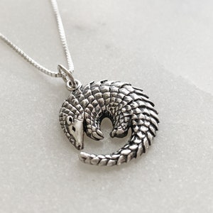Sterling Silver Pangolin Necklace: Animal Jewelry