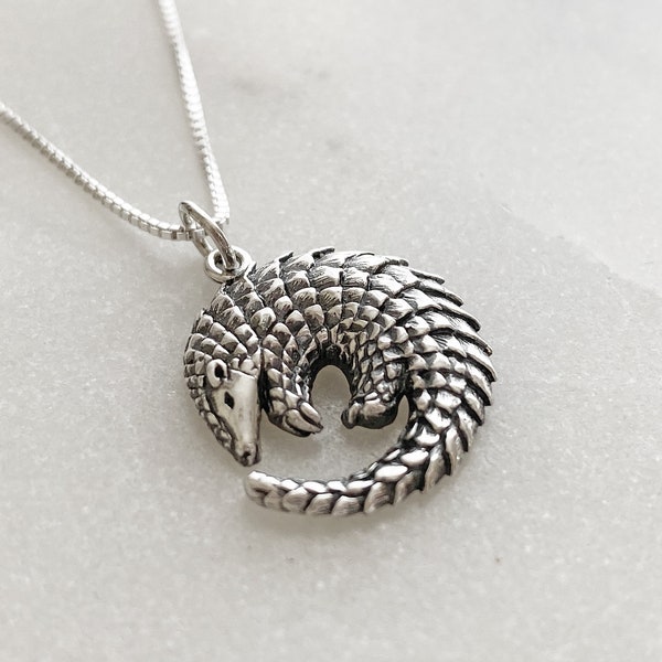 Sterling Silver Pangolin Necklace. Pangolin Jewelry, Determination Jewelry, Survival Jewelry,Pangolin Necklace,Knowledge Jewelry