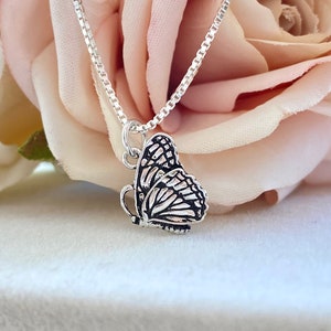 Sterling Silver 3D Butterfly Necklace. Butterfly Necklace, Insect Jewelry, Waterproof Jewelry, Rebirth Jewelry, Gift for her, Mothers Gift.