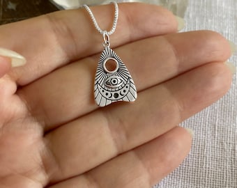 Ouija Board Moonphase Planchette Charm Necklace. Spirit Board Jewelry, Ouija Jewelry, Ghost Hunter Jewelry