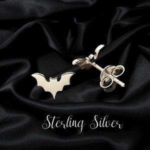 Tiny Sterling Silver Bat Stud Earrings. Silver Bat Jewelry, Chiropteran Jewelry, Gothic Jewelry, Halloween Jewelry