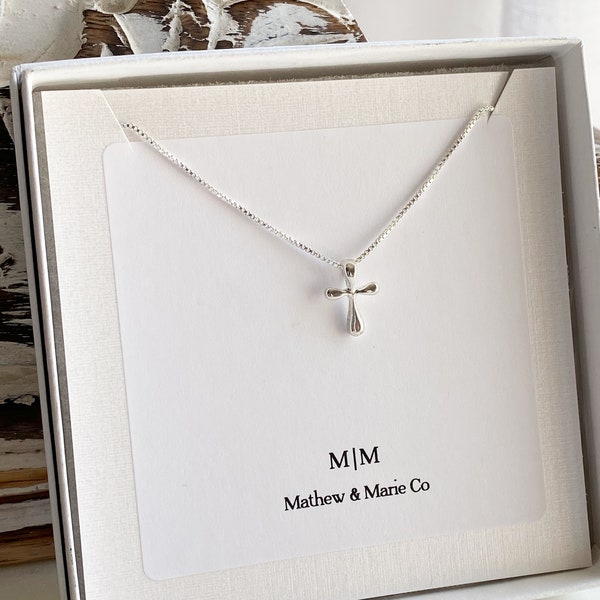 Sterling Silver Cross Necklace. Religious Jewelry,Dainty Cross Necklace,Tiny Cross Necklace