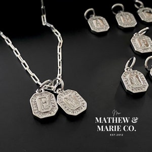 Sterling Silver Initial Choice CZ Charm Necklace. Initial Jewelry, Sterling Necklace, Custom Jewelry, CHAIN CHOICES
