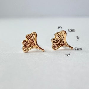 Gold Ginkgo Leaf Earrings For Women - Crystal Blue Gradient, Hoop Style, Feng Shui Lucky Jewelry - View #2